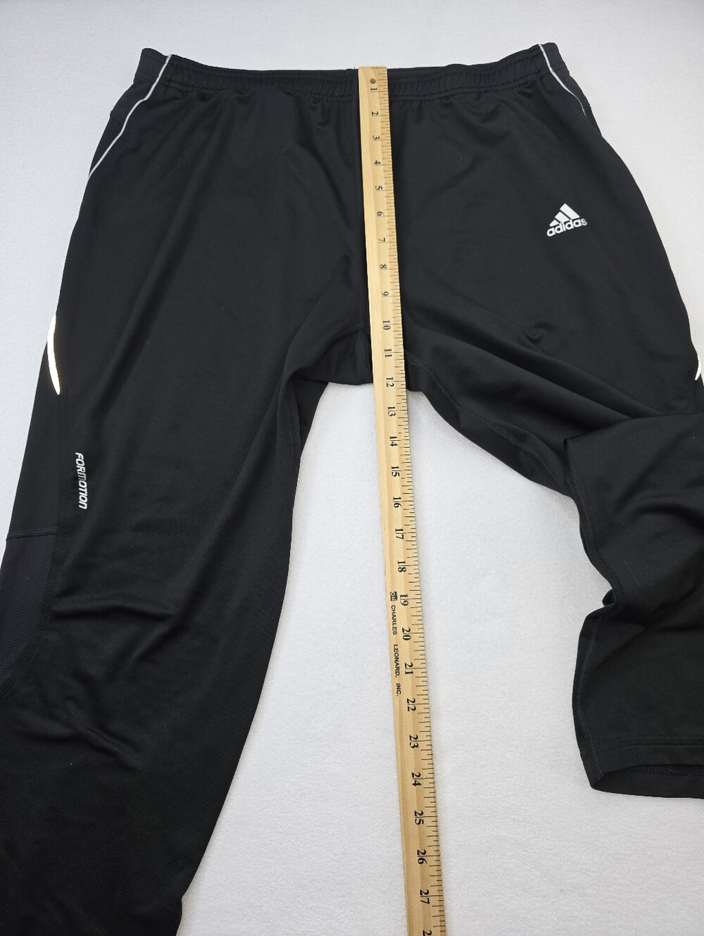 adidas Men's Athletic Joggers Black with White Trim Size Large Lightweight 3759 - Picture 4 of 9